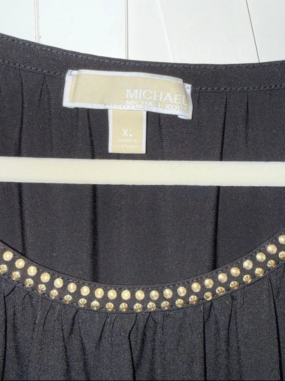 Women’s Black Cold-Shoulder Top with Embellished Neckline